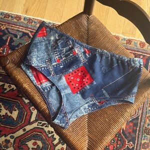 1970’s Handmade High Rise Denim Print Bikini Bottoms